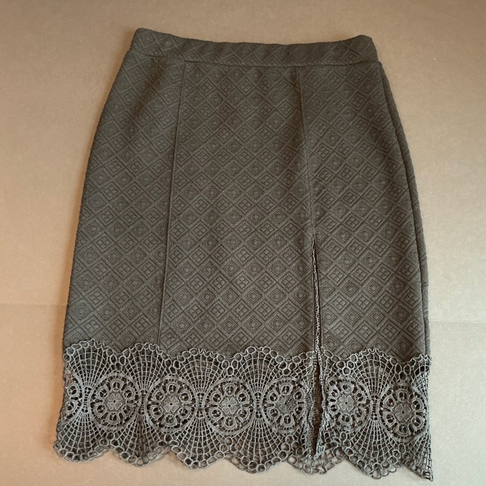 Free People Burgundy Knit Lace Hem Midi Skirt